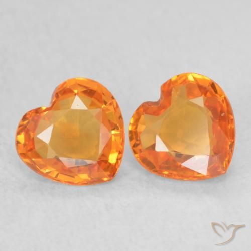 0.76 ct natürliche hellorange Saphir-Edelsteine, Herz, VVS-VS