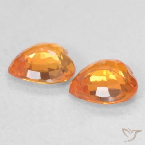 0.76 ct natürliche hellorange Saphir-Edelsteine, Herz, VVS-VS