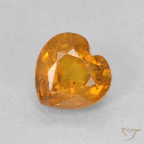 0.54ct Natürlicher Tiefes Orange-Gold Saphir, Herz, VS