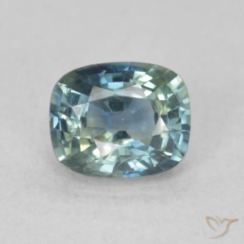 0.80ct Natürlicher Blaugrün Saphir, Kissen, VS