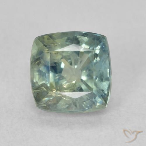 0.98ct Natürlicher Blaugrün Saphir, Kissen, VS