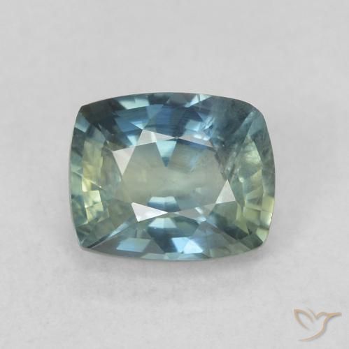 0.78ct Natürlicher Blaugrün Saphir, Kissen, VS