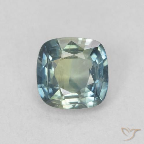 0.60ct Natürlicher Blaugrün Saphir, Kissen, VS