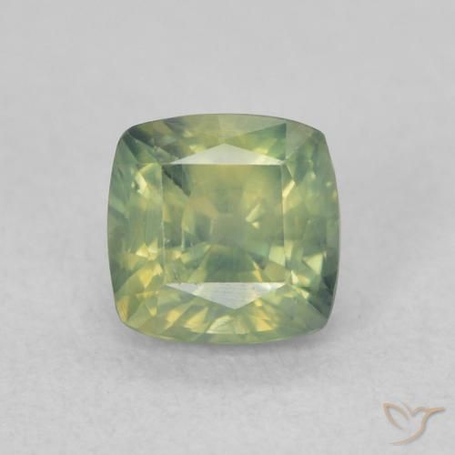 0.76ct Natürlicher Warmes Grün Saphir, Kissen, VS