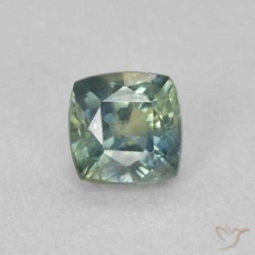 0.56ct Natürlicher Mittelblaues Grün Saphir, Kissen, VS