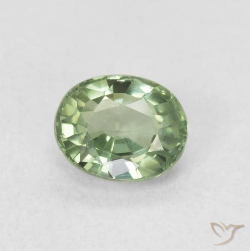 0.56ct Natürlicher Helles Salbeigrün Saphir, Oval, VVS-VS
