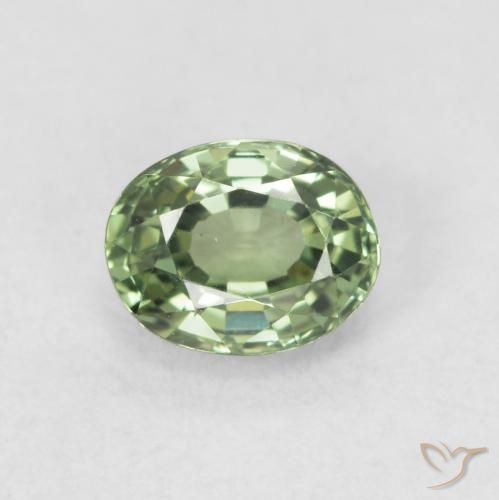 0.59ct Natürlicher Medium Light Green Saphir, Oval, VVS-VS