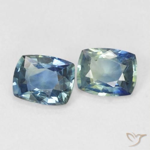 1.31 ct natürliche Mittelblaues Grün Saphir-Edelsteine, Kissen, VS