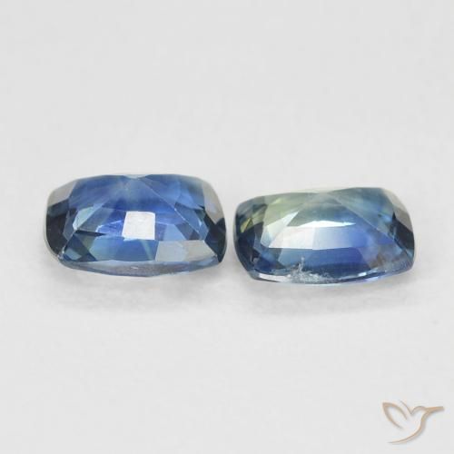 1.31 ct natürliche Mittelblaues Grün Saphir-Edelsteine, Kissen, VS