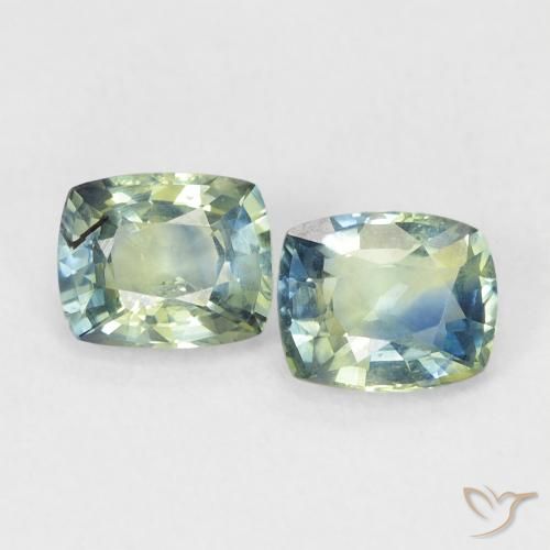 1.45ctw Natürlicher Blau-grün Saphir, Kissen, VS