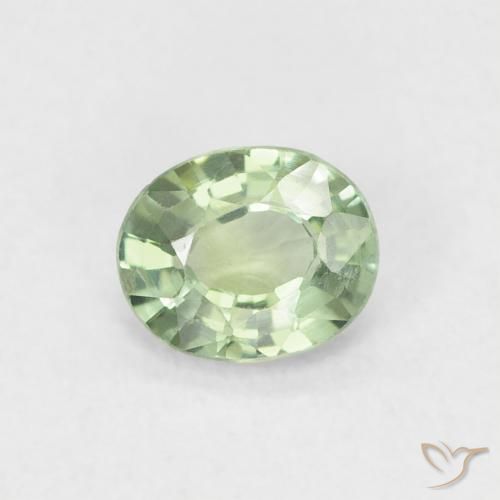 0.46ct Natürlicher Sehr helles Salbeigrün Saphir, Oval, VVS-VS
