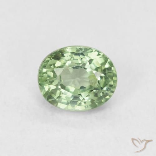 0.61ct Natürlicher Helles Waldgrün Saphir, Oval, VVS-VS