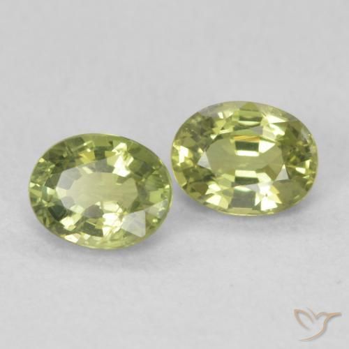0.87ctw Natürlicher gelblich-grün Saphir, Oval, VS