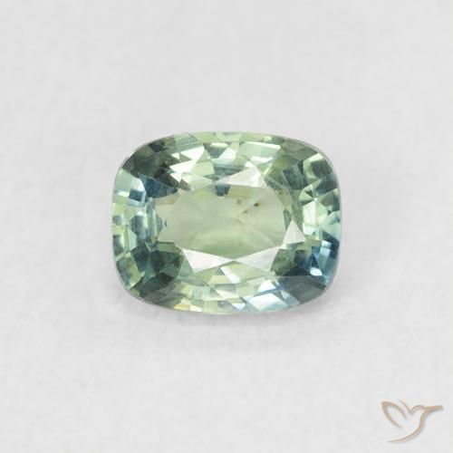 0.60ct Natürlicher Mittelblaues Grün Saphir, Kissen, VVS-VS