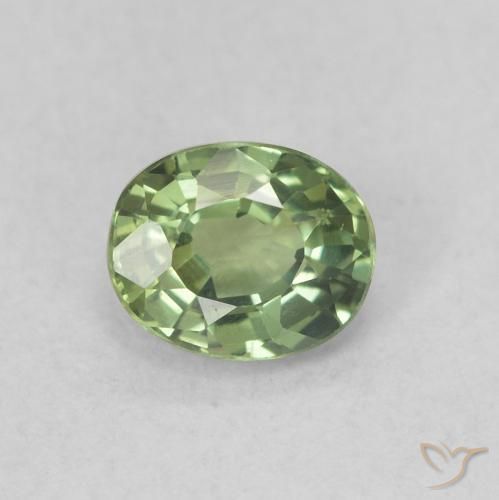 0.56ct Natürlicher Helles Salbeigrün Saphir, Oval, VVS-VS
