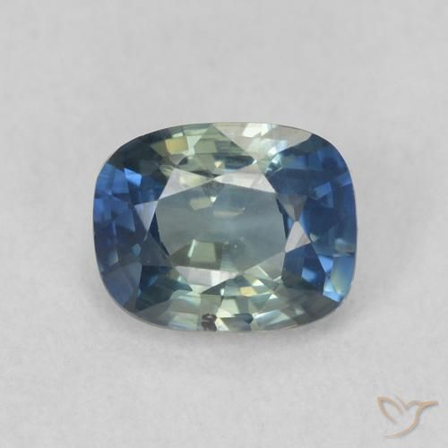 0.73ct Natürlicher Blaugrün Saphir, Kissen, VS