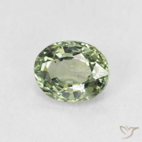 0.60ct Natürlicher Salbeigrün Saphir, Oval, VVS-VS