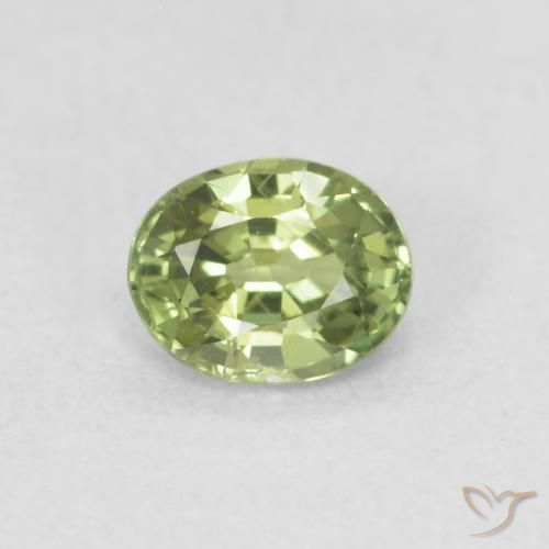 0.42ct Natürlicher gelblich-grün Saphir, Oval, VS