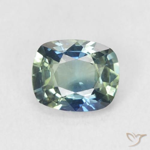 0.84ct Natürlicher Blaugrün Saphir, Kissen, VVS