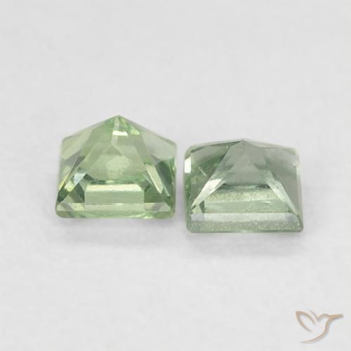 0.45 ct natürliche Helles Salbeigrün Saphir-Edelsteine, Quadrat, VS
