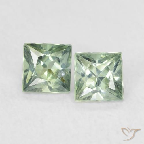 0.44ctw Natürlicher Medium Light-Green Saphir, Quadrat, VS