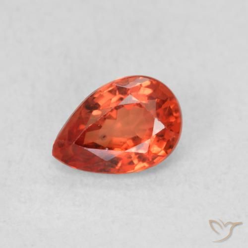 0.55ct Natürlicher rötlich-orange Saphir, Birnenform, VS