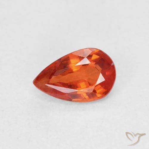 0.55ct Natürlicher rötlich-orange Saphir, Birnenform, VS