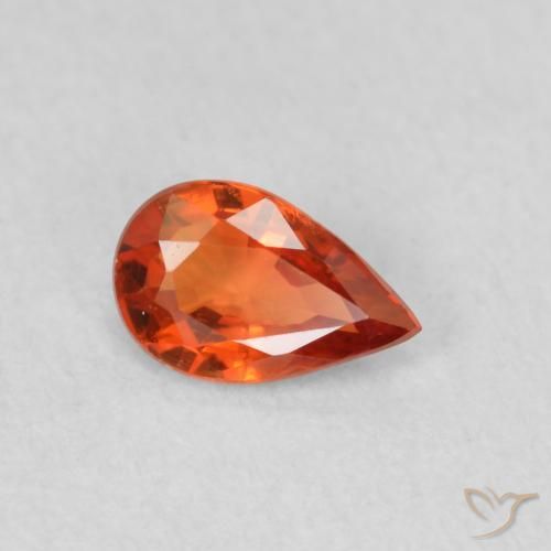 0.44ct Natürlicher tieforange Saphir, Birnenform, VS