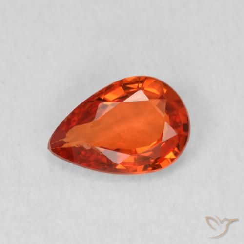 0.49ct Natürlicher rötlich-orange Saphir, Birnenform, VS
