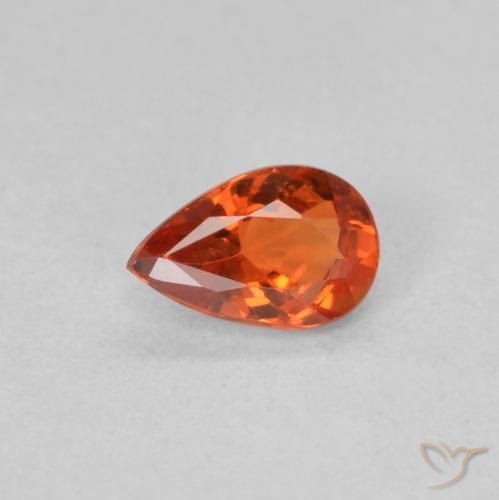 0.46ct Natürlicher rötlich-orange Saphir, Birnenform, VVS-VS