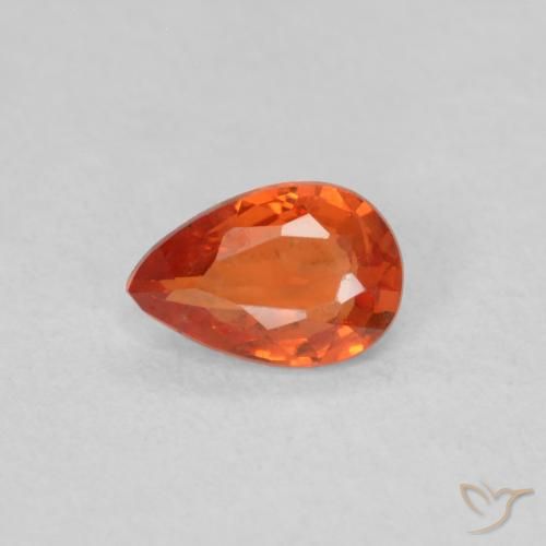 0.40ct Natürlicher rötlich-orange Saphir, Birnenform, VS