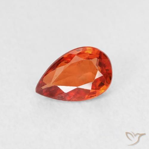 0.49ct Natürlicher rötlich-orange Saphir, Birnenform, VVS