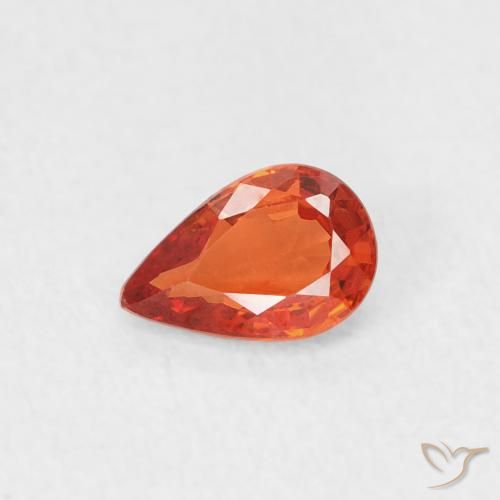 0.49ct Natürlicher rötlich-orange Saphir, Birnenform, VVS