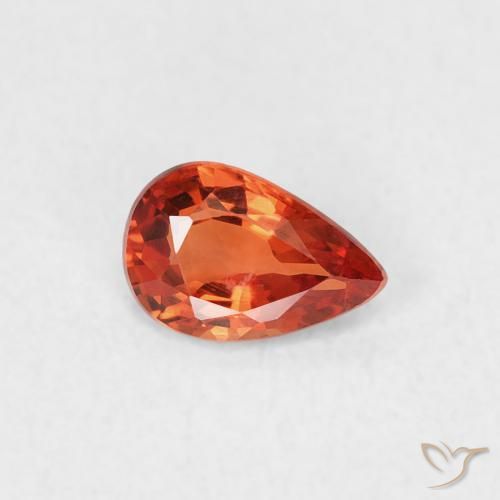 0.39ct Natürlicher rötlich-orange Saphir, Birnenform, VVS