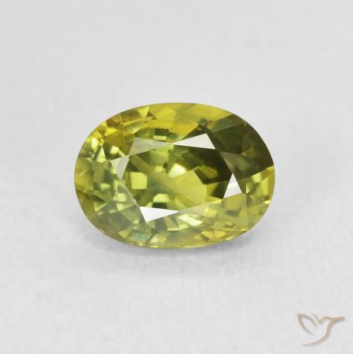 2.04ct Natürlicher gelblich-grün Saphir, Oval, VVS-VS