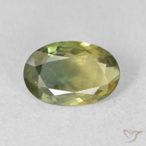 1.24ct Natürlicher gelblich-grün Saphir, Oval, VVS