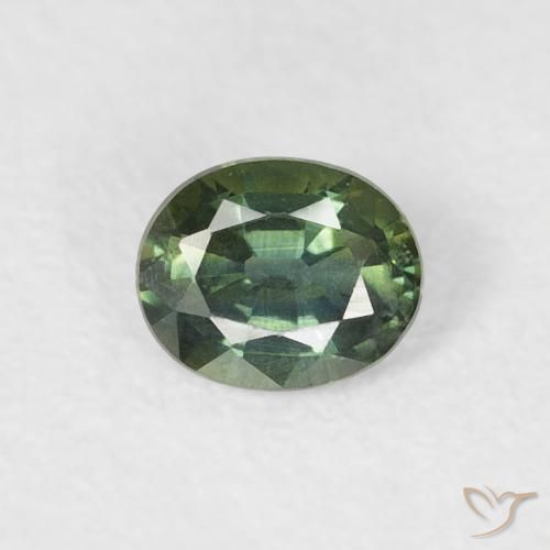 0.38ct Natürlicher Blasses Waldgrün Saphir, Oval, VS