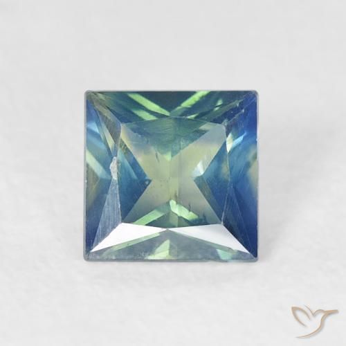 0.69ct Natürlicher Blaugrün Saphir, Quadrat, VS