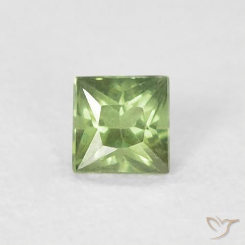 0.20ct Natürlicher Warmes Grün Saphir, Quadrat, VS