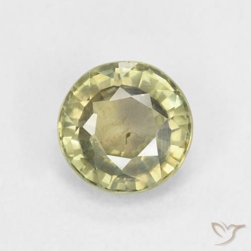 0.86ct Natürlicher gelblich-grün Saphir, Runden, VS