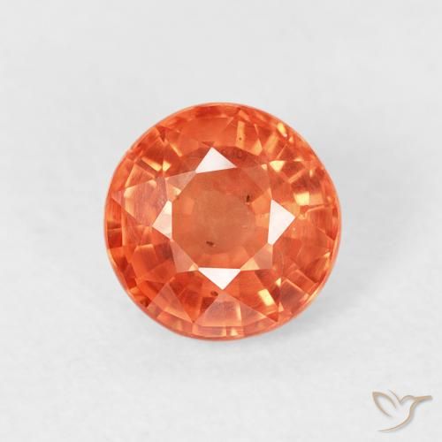 0.87ct Natürlicher rötlich-orange Saphir, Runden, VS