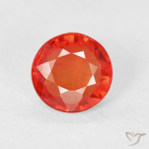 0.73ct Natürlicher rötlich-orange Saphir, Runden, VS