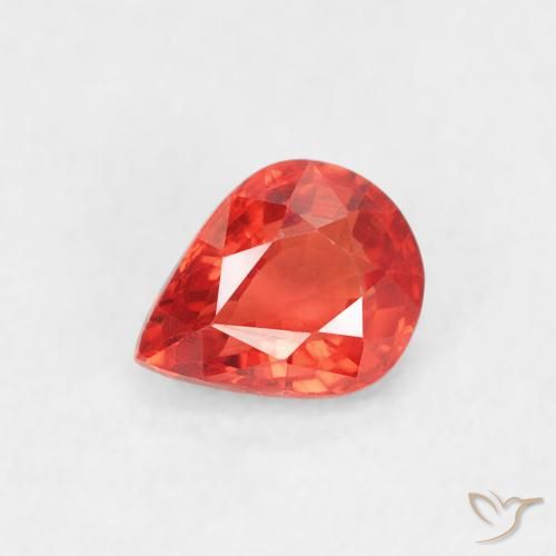 0.47ct Natürlicher Intensives Rot-Orange Saphir, Birnenform, VVS-VS