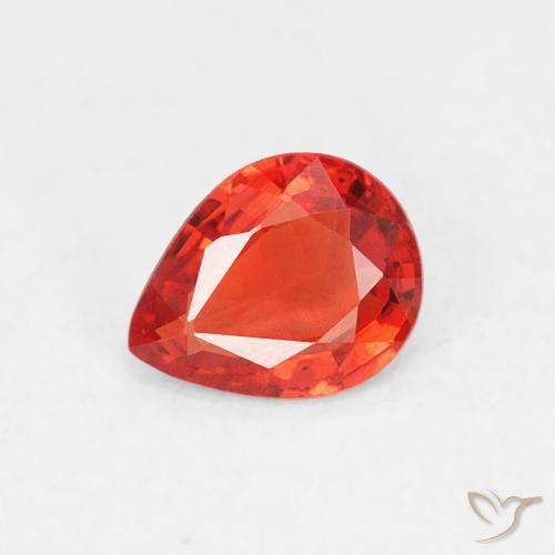 0.37ct Natürlicher Intensives Rot-Orange Saphir, Birnenform, VVS-VS