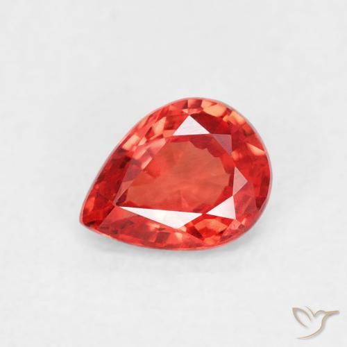 0.39ct Natürlicher Intensives Rot-Orange Saphir, Birnenform, VVS-VS