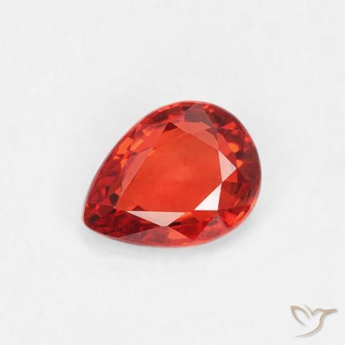0.38ct Natürlicher Intensives Rot-Orange Saphir, Birnenform, VVS-VS
