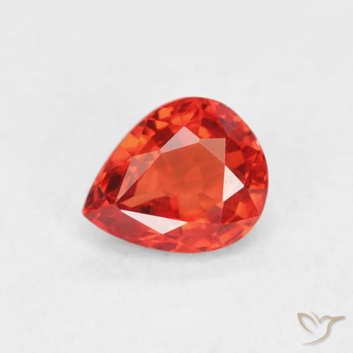 0.54ct Natürlicher Intensives Rot-Orange Saphir, Birnenform, VVS-VS