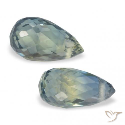 1.39 ct natürliche Blasses Waldgrün Saphir-Edelsteine, Briolette, VS