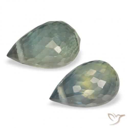 1.58 ct natürliche Mittelblaues Grün Saphir-Edelsteine, Briolette, VS