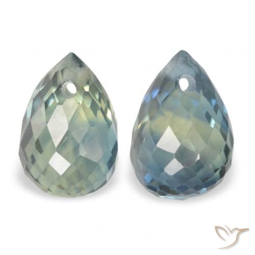 1.50ctw Natürlicher Blau-grün Saphir, Briolette, VS